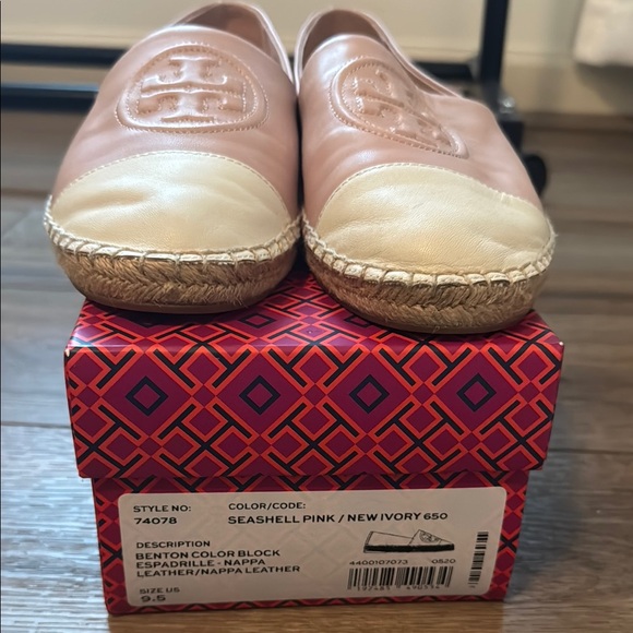 Tory Burch Pink Cream Leather Espadrille Flats — gently used with box - Picture 7 of 13